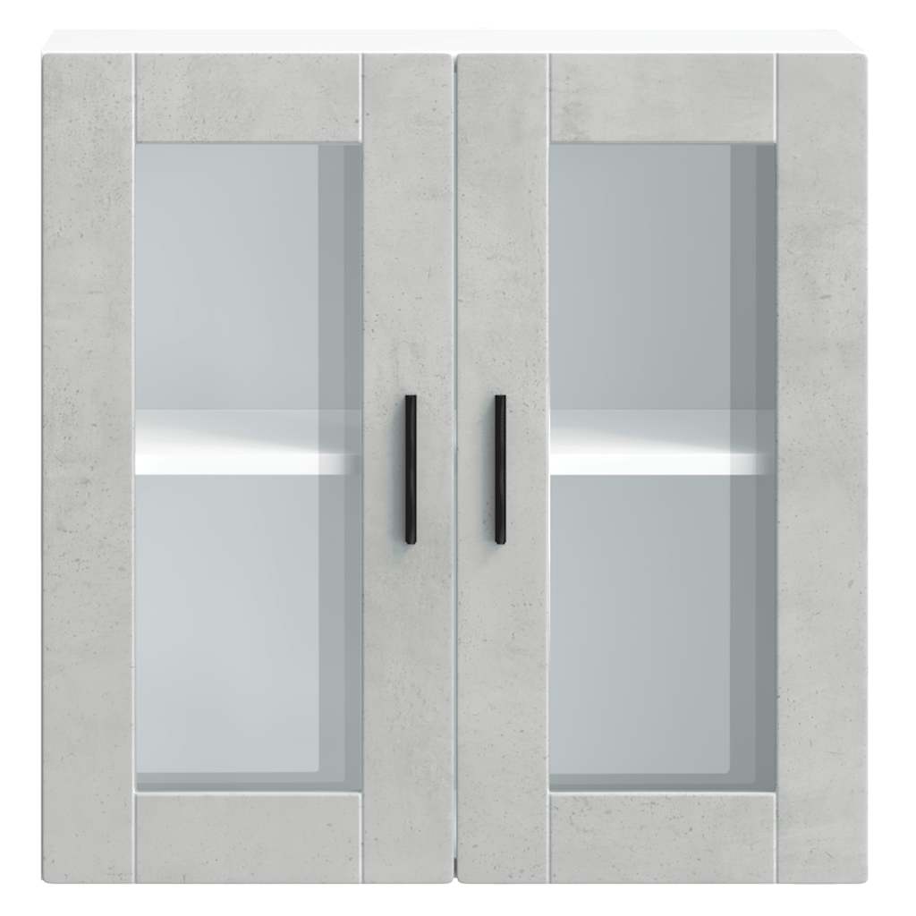 Kitchen Wall Cabinet with Glass Door Porto Concrete Grey
